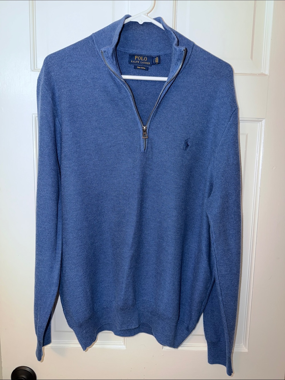 Polo by Ralph Lauren Men's Steel Blue Quarter-Zip Sweater